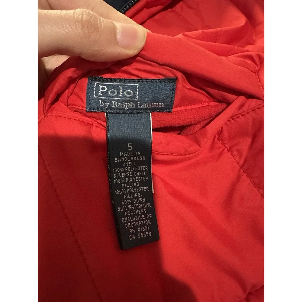 Polo Ralph Lauren Down Puffer Vest Boy's Size 5 Navy‎ Blue & Red Reversible